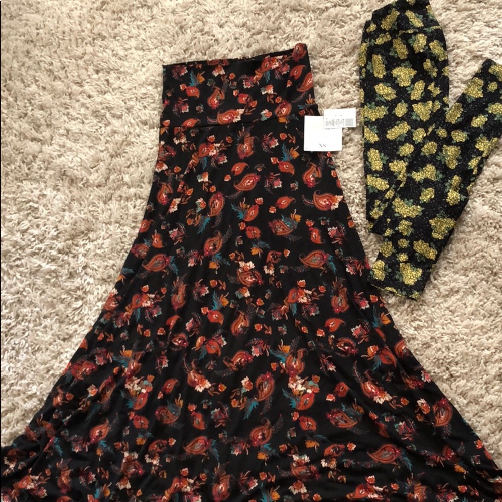 LuLaRoe Maxi Skirt XS | +free leggings